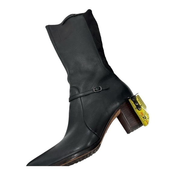 TIMBERLAND “TASA” Blk/Brn Zip LEATHER BOOTS Flex Comfort 2” Heel size 8 - Picture 5 of 10